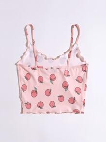 SHEIN EZwear Lettuce Trim Peach Print Cami Top - Baby Pink - View 2