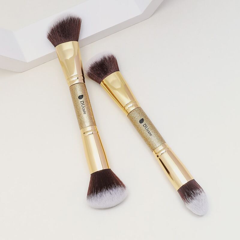 

2pcs Double-headed Makeup Brush, Gold