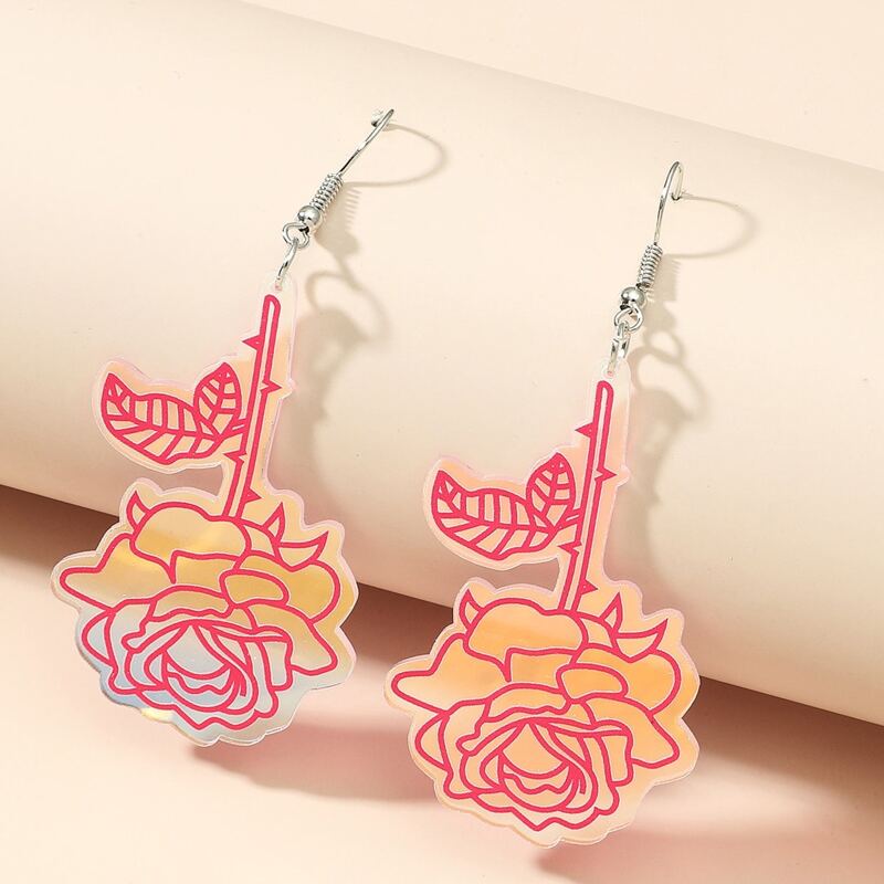 

Flower Design Drop Earrings, Multicolor