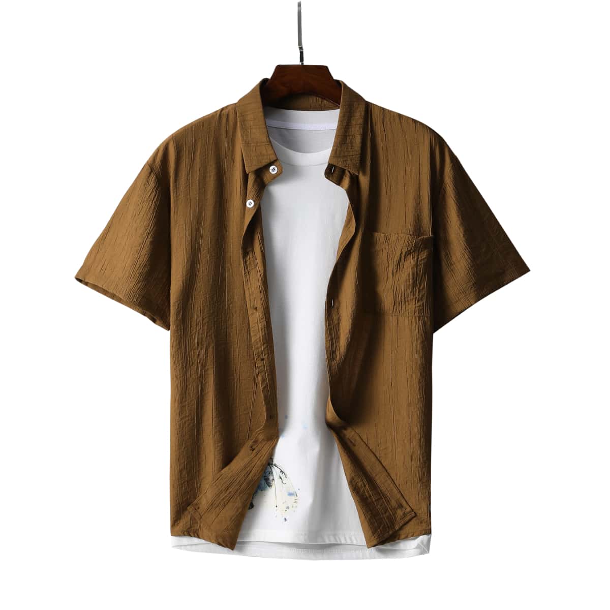 

Guys Pocket Patched Button Up Shirt, Brown