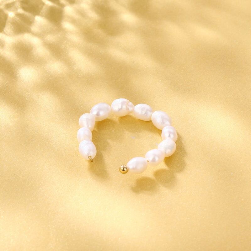 

1pc Faux Pearl Design Ring, White