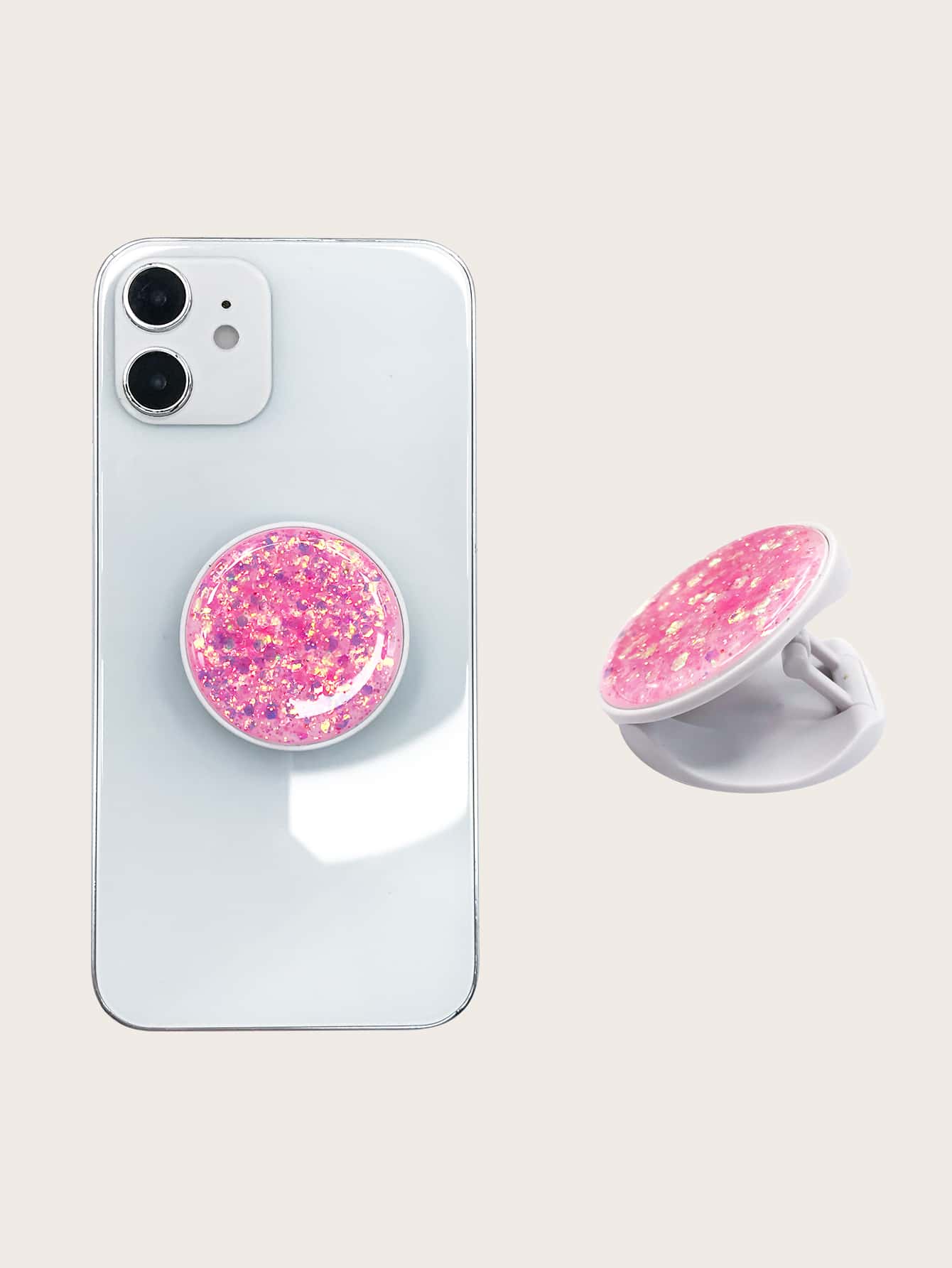 Glitter Pop-Out Phone Grip - Pink - View 1