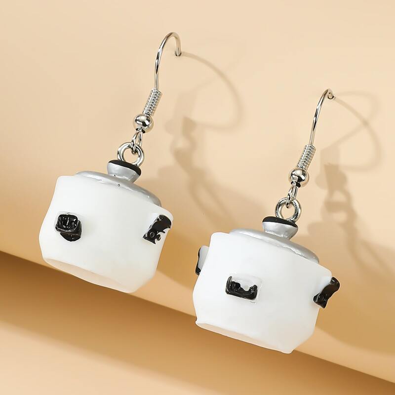 

1pair Pot Design Drop Earrings, White