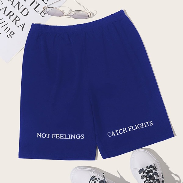 

Plus Slogan Graphic Biker Shorts, Royal blue