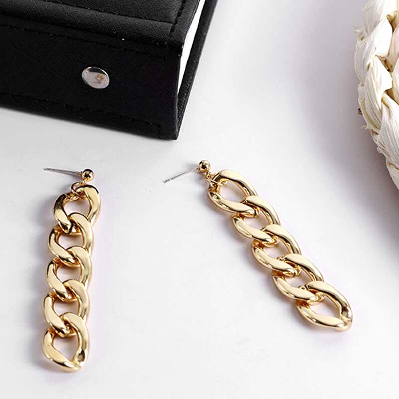 

1pair Chain Drop Earrings, Gold
