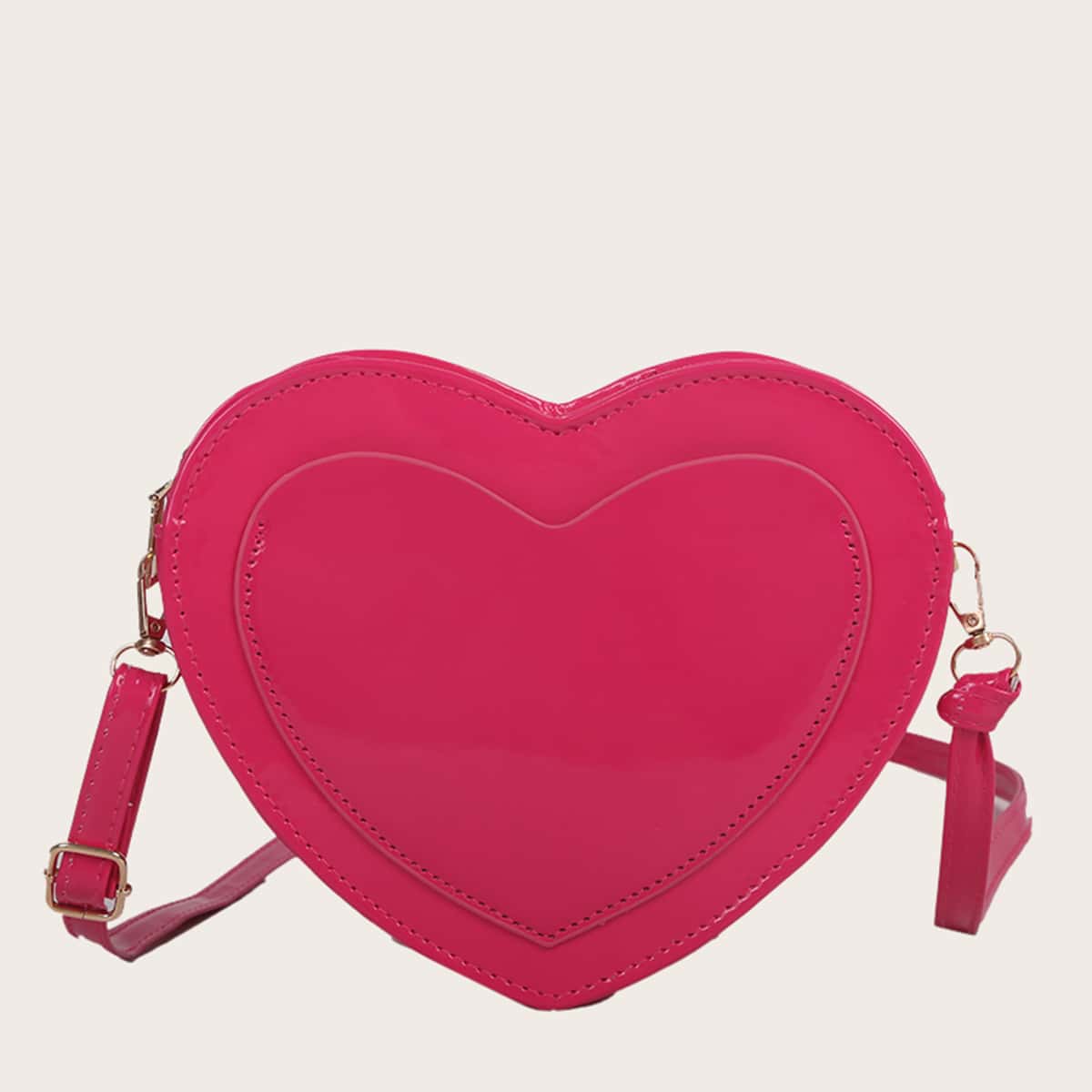 

Heart Shaped Crossbody Bag, Hot pink
