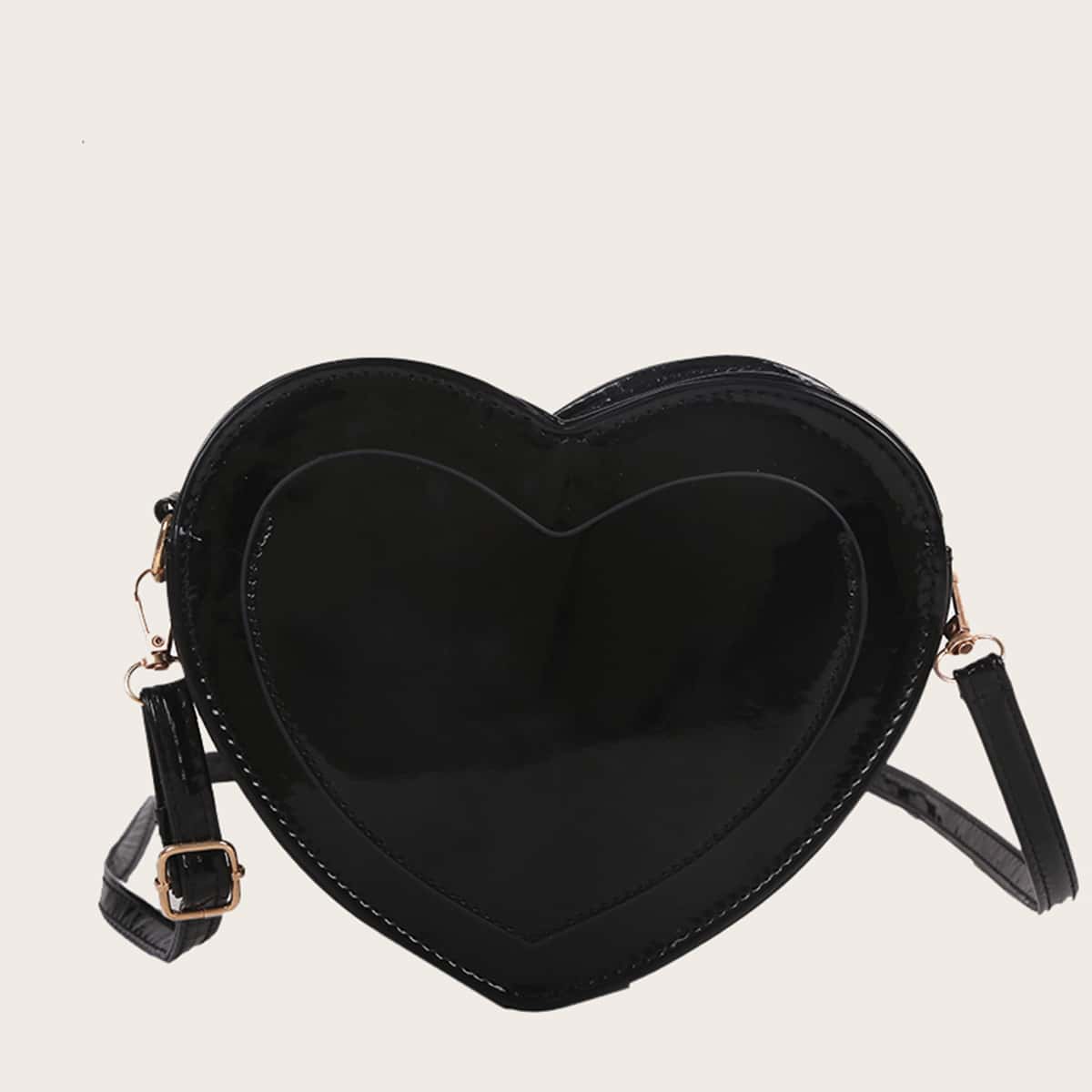 

Heart Shaped Crossbody Bag, Black