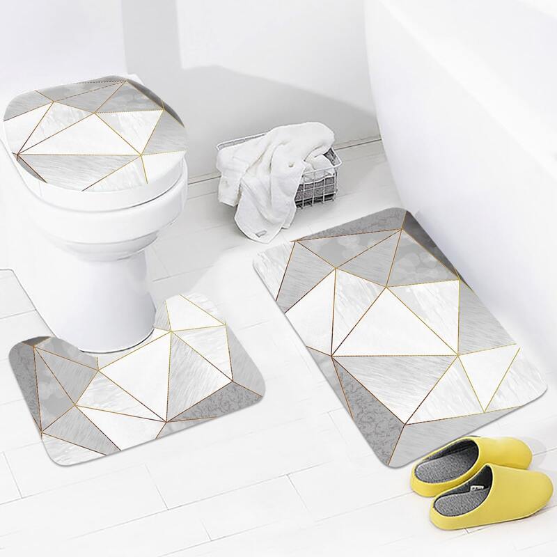 

1pc Geometric Pattern Non-slip Closestool Rug, Multicolor