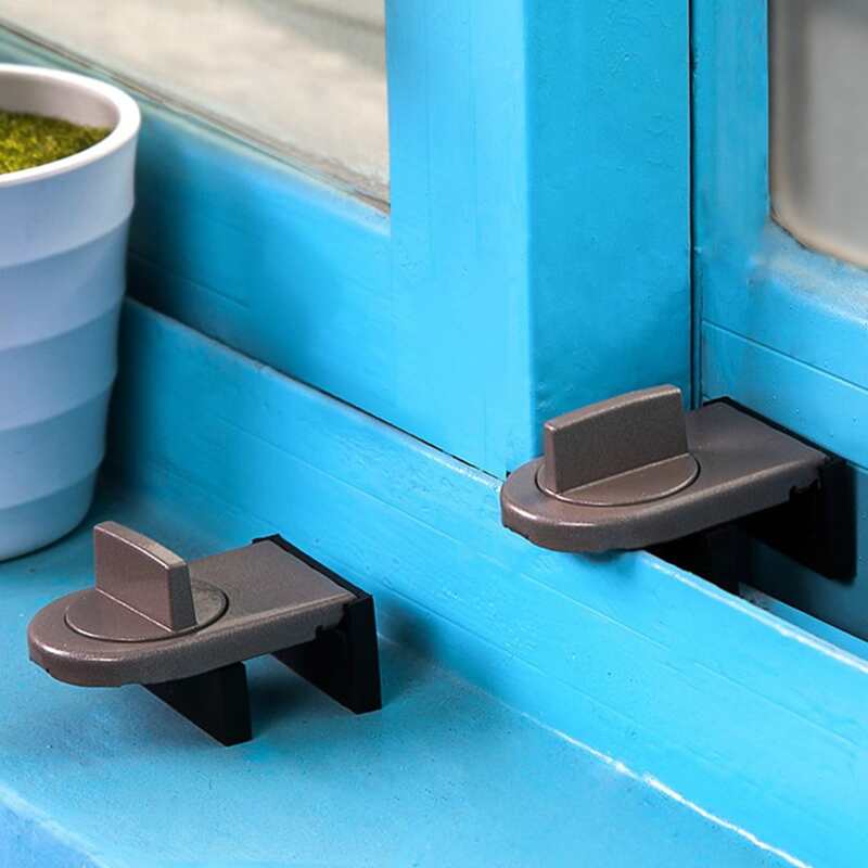 

1pc Adjustable Sliding Window Door Safety Lock, Grey