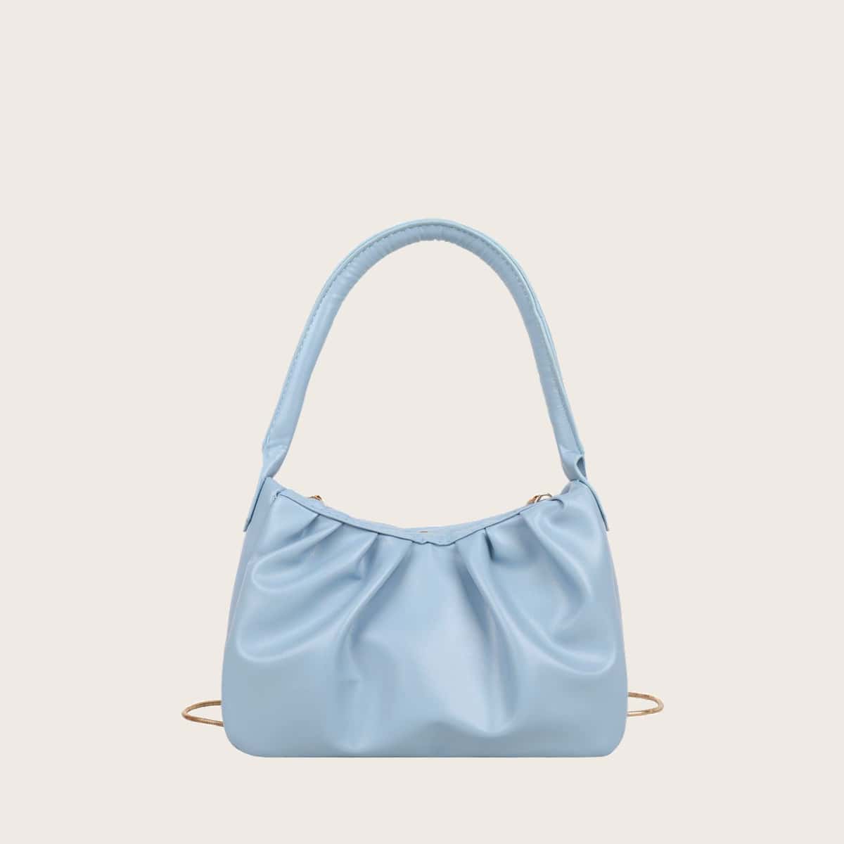 

Solid Chain Ruched Bag, Baby blue