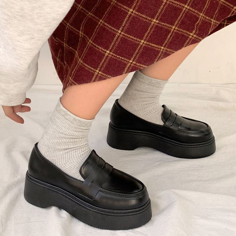 

Slip On Platform Loafers, Black