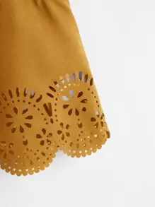 SHEIN LUNE Scallop Trim Laser Cut Tank Top - Mustard Yellow - View 4