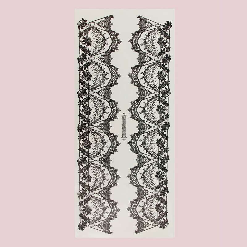 

1sheet Floral Lace Pattern Tattoo Sticker, Black