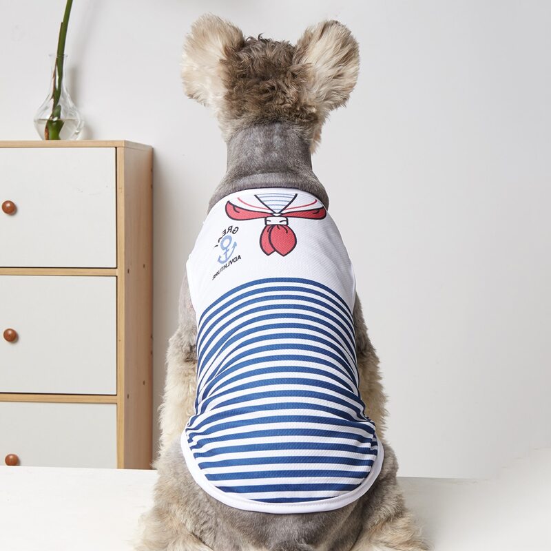 

Striped Pattern Pet Tank Top, Blue