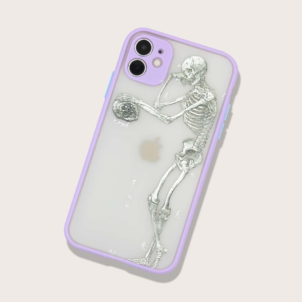 

Skeleton Print Phone Case, Purple