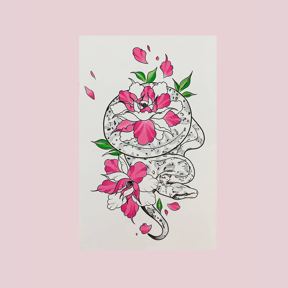 

1sheet Snake & Flower Pattern Tattoo Sticker, Multicolor
