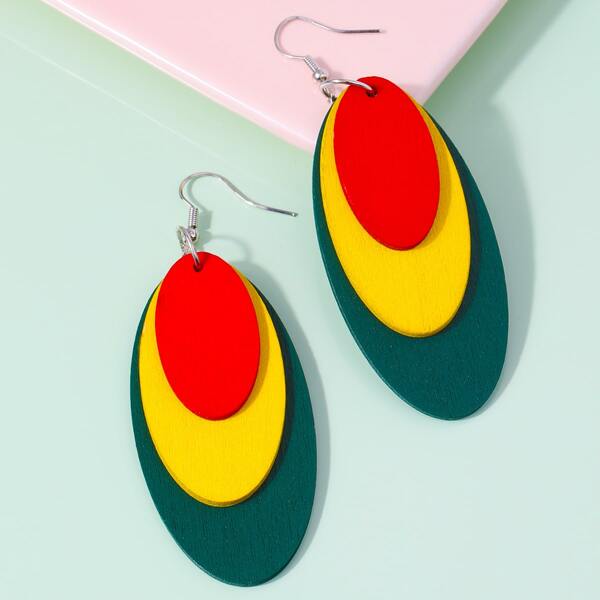 

Color Block Geo Drop Earrings, Multicolor