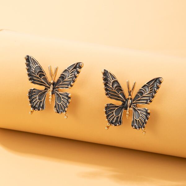 

Butterfly Design Stud Earrings, Black