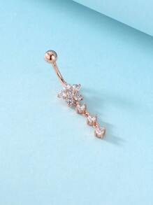 Barra de ombligo de decoración de circonita cúbica de cobre para mujeres y hombres, piercing punk, un regalo de joyería corporal de moda para cualquier ocasión. - Oro rosa - Ver 3