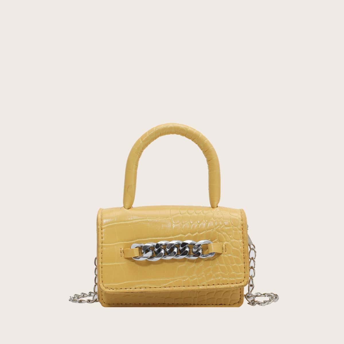 

Croc Embossed Mini Satchel Bag, Yellow