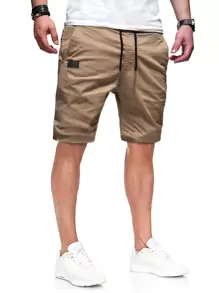 Manfinity Homme Hombres Shorts con parche con bolsillo oblicuo - Caqui - Ver 1