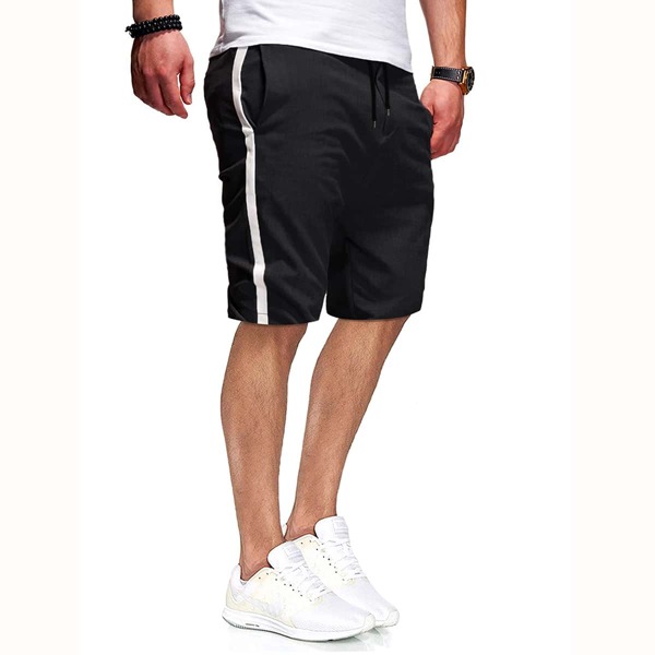 

Men Side Stripe Slant Pocket Shorts, Black
