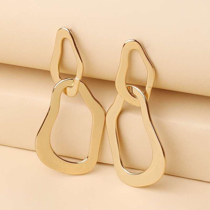 

1pair Geo Drop Earrings, Gold
