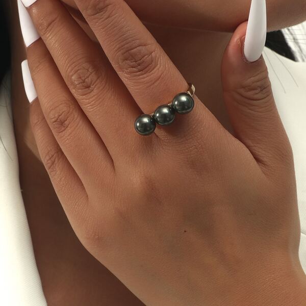 

Faux Pearl Decor Ring, Gold