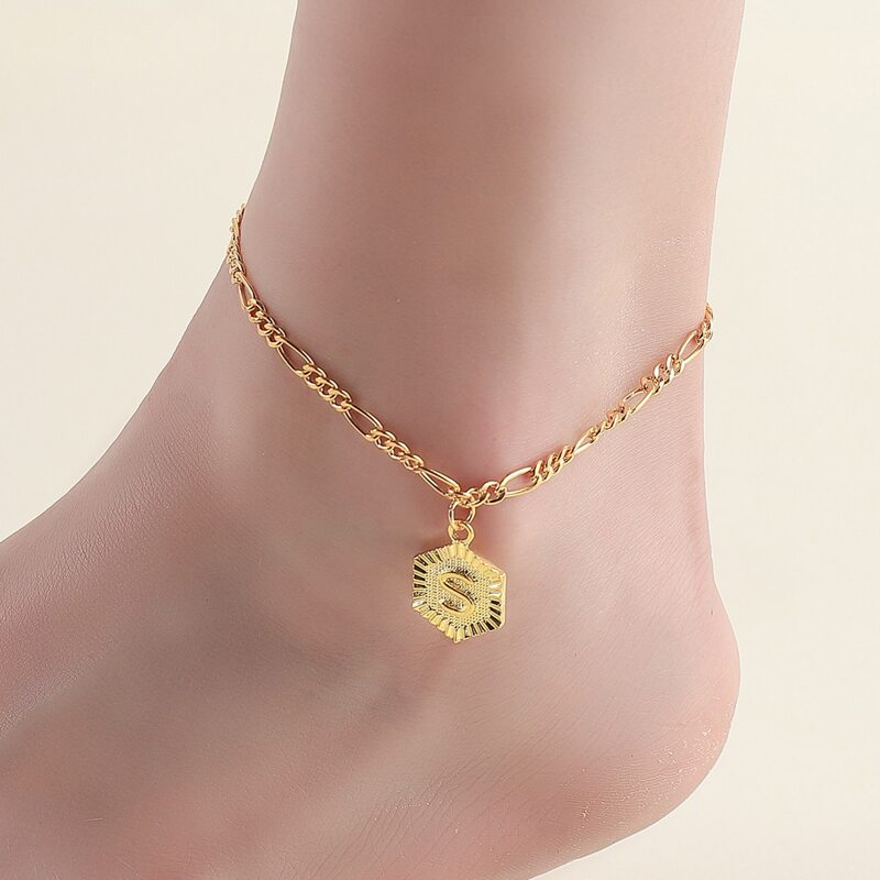 

Geometric Charm Chain Anklet, Gold