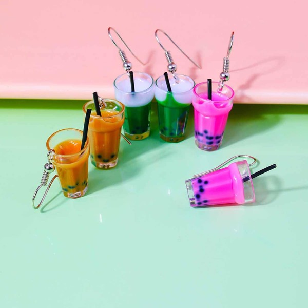 

3pairs Bottle Drop Earrings, Multicolor