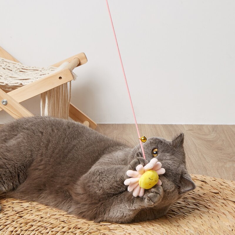 

1pc Flower Cat Teaser Stick, Pink