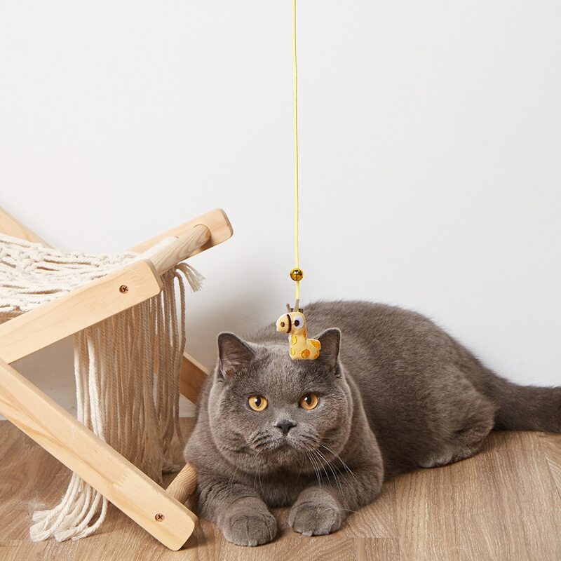 

1pc Giraffe Cat Teaser Stick, Yellow