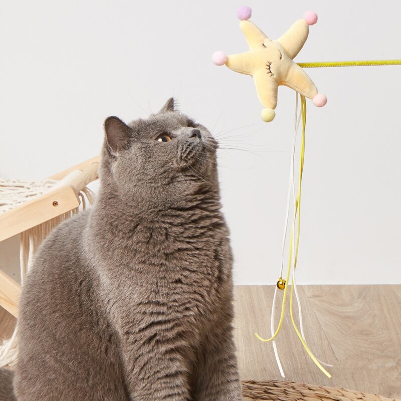 

1pc Starfish Cat Teaser Stick, Yellow