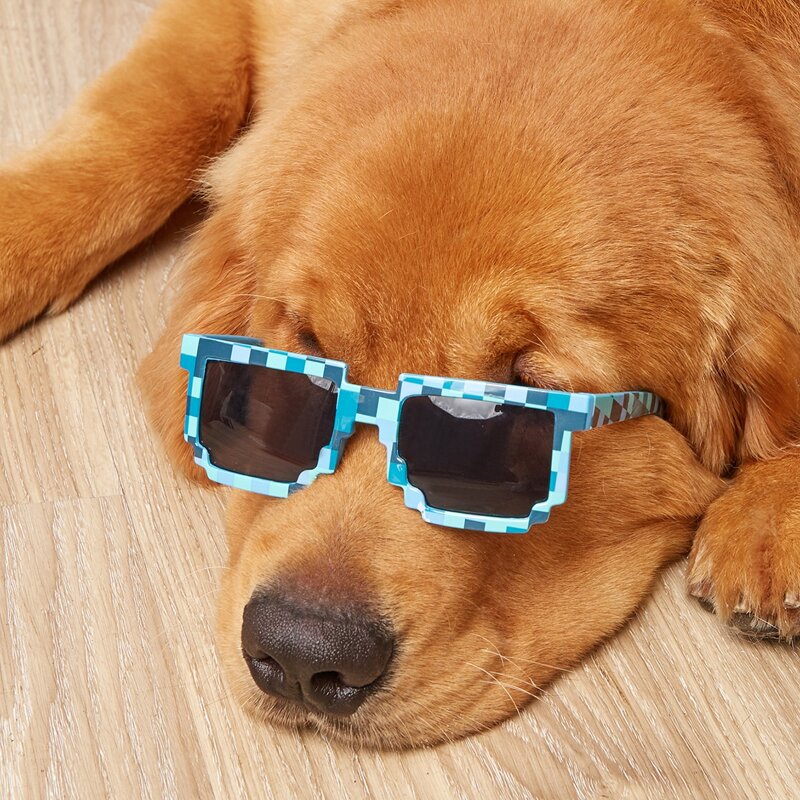 

1pair Mosaic Pet Glasses, Blue