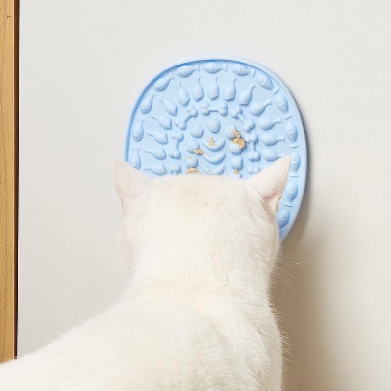 

1pc Oval Pet Lick Pad, Blue