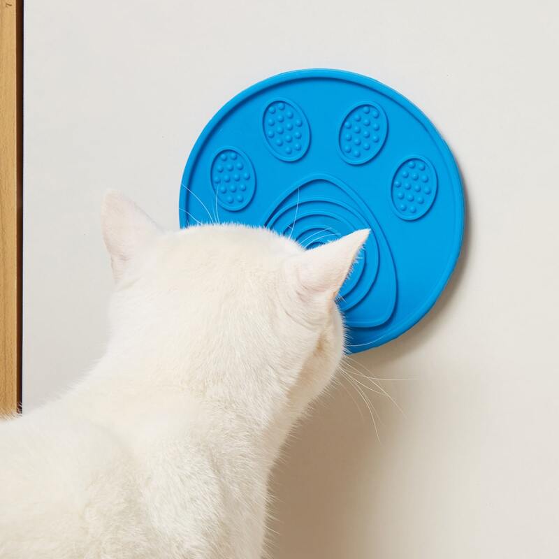 

1pc Round Pet Lick Pad, Blue