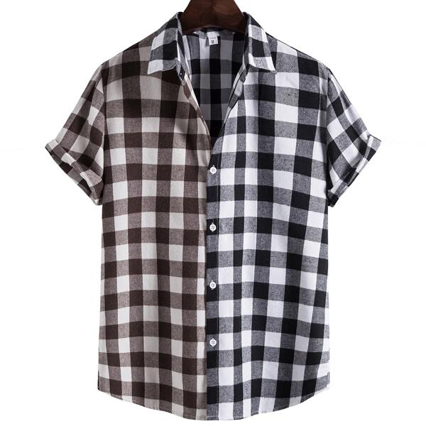 

Men Gingham Colorblock Shirt, Multicolor