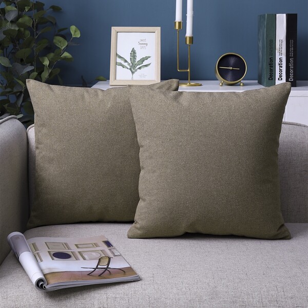

1pc Solid Color Cushion Cover Without Filler, Mocha brown