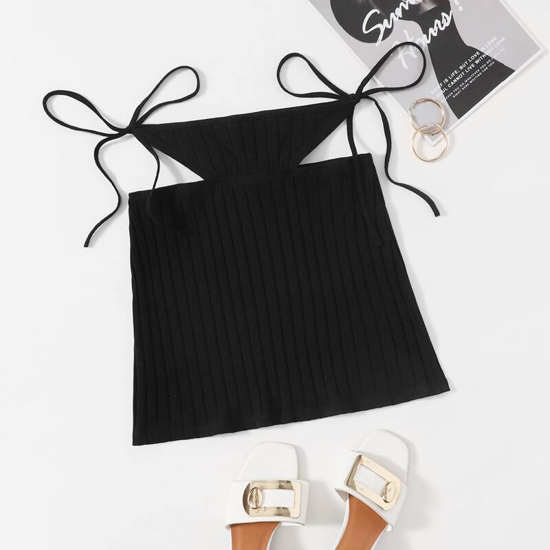 

Knot Side Cut Out Waist Skirt, Black