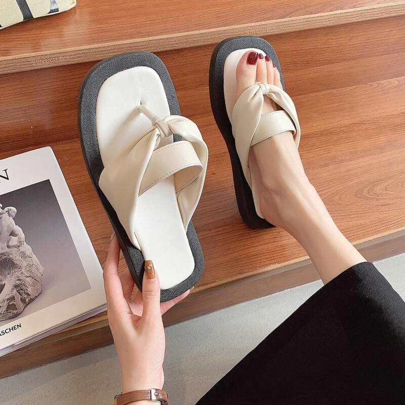 

Simple Wide Fit Thong Sandals, Beige