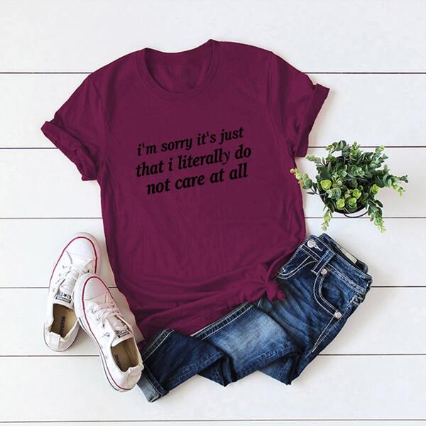 

Slogan Graphic Short Sleeve Tee, Purple