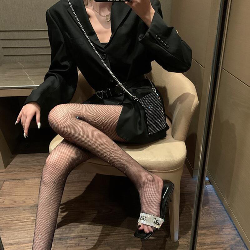 

Rhinestone Fishnet Tights, Black