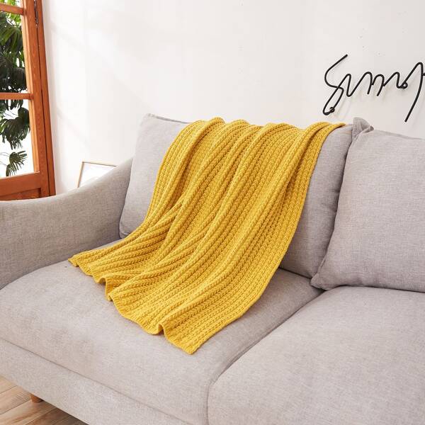 

Solid Color Knitted Throw, Yellow