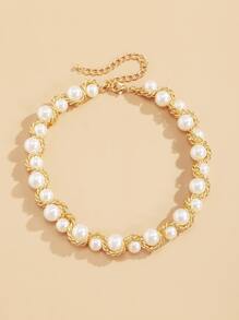 Faux Pearl Beaded Necklace - Multicolor - View 5