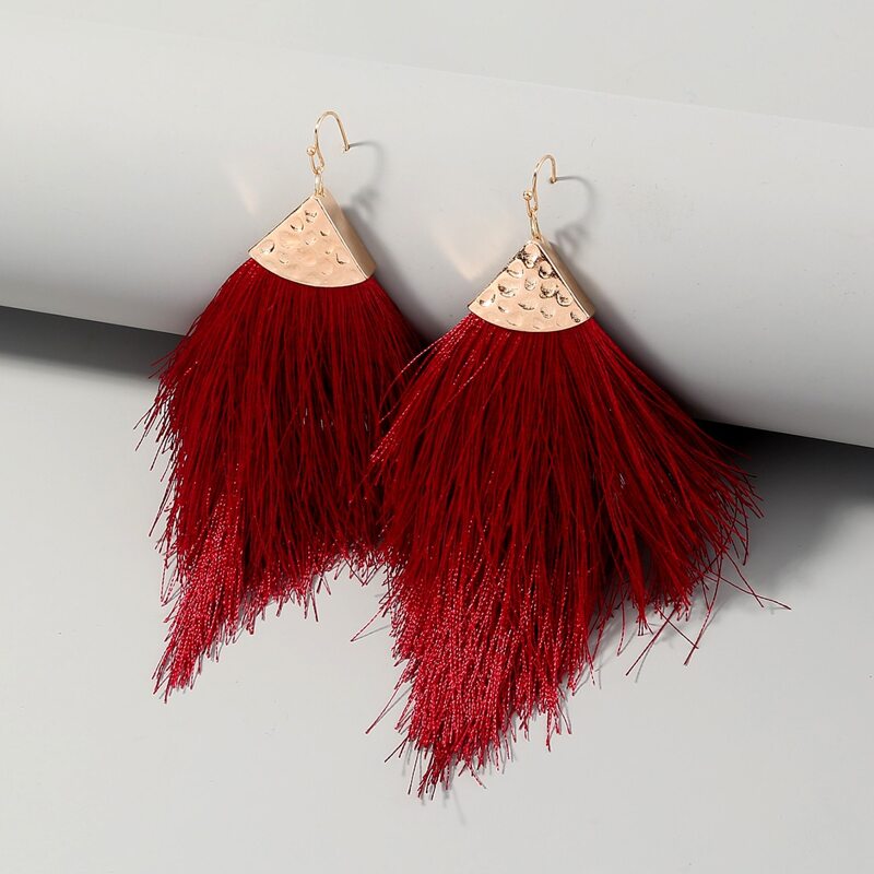 

Tassel Drop Earrings, Red
