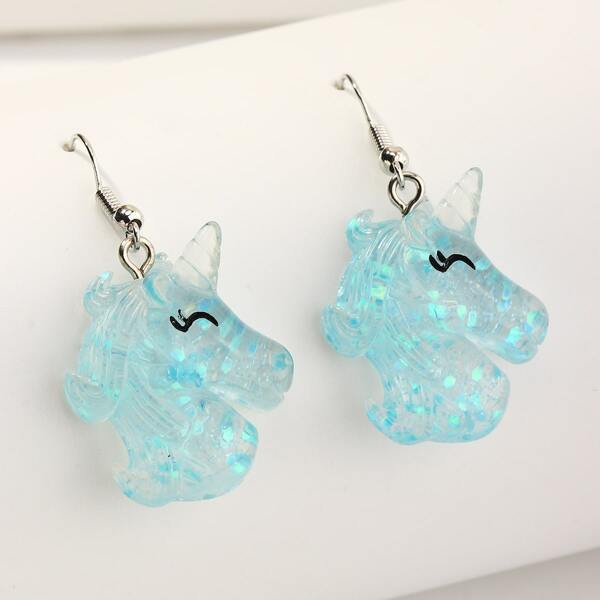 

Girls Unicorn Drop Earrings, Blue
