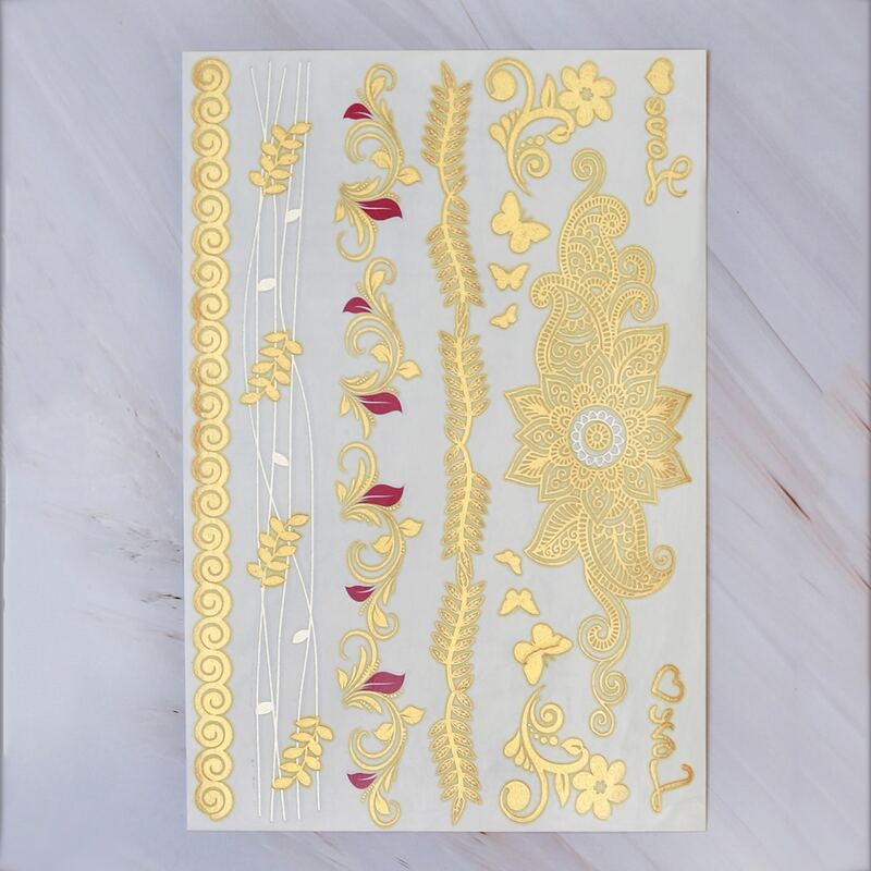 

1sheet Lace Pattern Tattoo Sticker, Multicolor