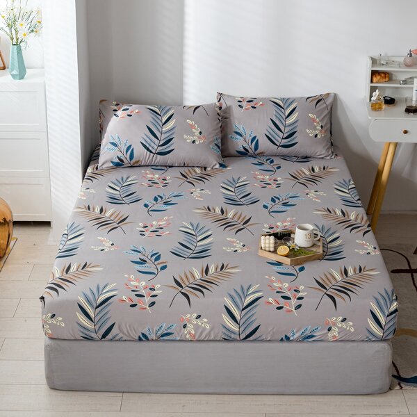 

Plants Print Fitted Sheet Set Without Filler, Multicolor