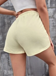 Letter Graphic Track Shorts - Apricot - View 2