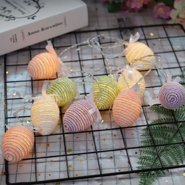 

1pc String Light With 10pcs Easter Egg Shaped Bulb, Yellow